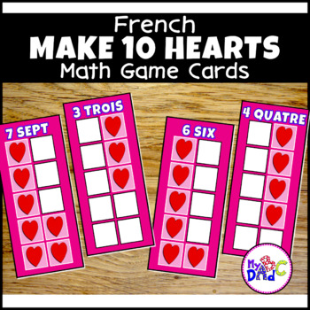 Preview of French Counting to 10 Hearts Math Game Cards