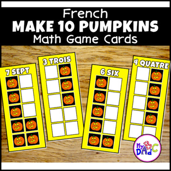 Preview of French Counting to 10 Pumpkins Math Game Cards