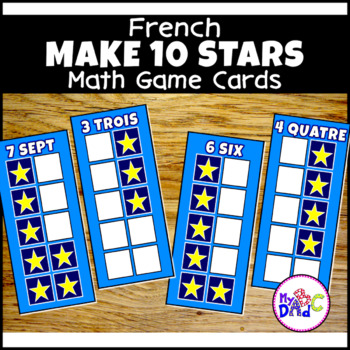 Preview of French Counting to 10 Stars Math Game Cards