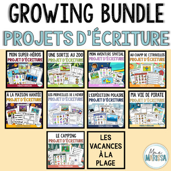 Preview of French Creative Writing Projects Growing Bundle