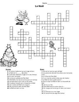 French Winter Crossword Worksheets Teaching Resources Tpt