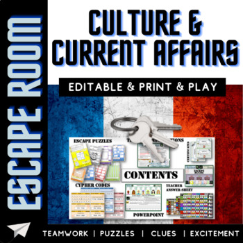 Preview of French Culture & Current Affairs Escape Room