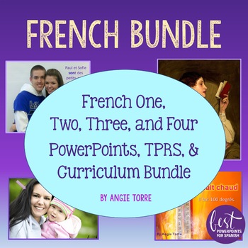 Preview of French Curriculum, Lessons Resources PowerPoints Bundle High School 1-4 Français