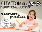 French Cursive Handwriting- Inspirational Quotes Workbook-