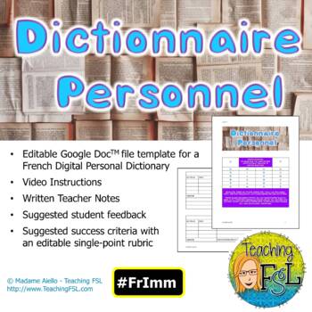 Preview of French DIGITAL Personal Student Dictionary | Dictionnaire Personnel numérique