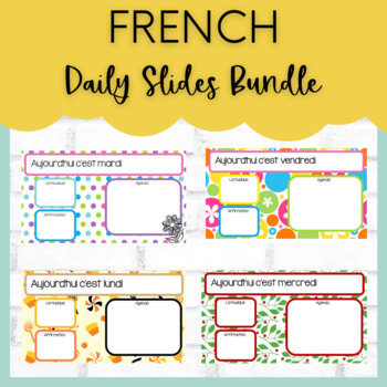 Preview of French Daily Agenda Slides Templates Growing Bundle