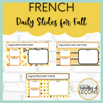 Preview of French Daily Agenda Slides Templates for Fall