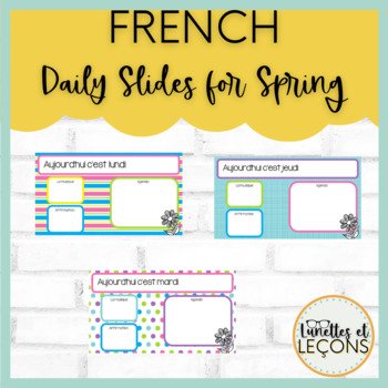 Preview of French Daily Agenda Slides Templates for Spring