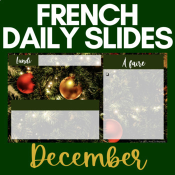 Preview of French Daily Slides | December | Winter, Holidays, Christmas | NO PREP
