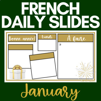 Preview of French Daily Slides | January | Winter, New Year's, Holidays | NO PREP