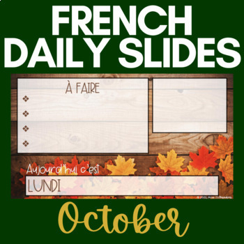 Preview of French Daily Slides | October | Fall, Thanksgiving, Halloween | NO PREP