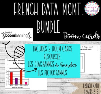 Preview of French Data Mgmt. Boom cards BUNDLE I Les Pictogrammes et Diagrammes à Bandes