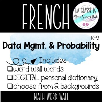 Preview of French Data Mgmt. & Probability Math Word Wall