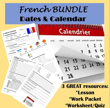 Preview of French Date BUNDLE: Lesson, Worksheet & Packet