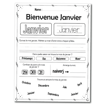 French Days and Months Worksheets & Activities - Les jours et Les mois