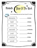 French Days of the Week Worksheet Packet