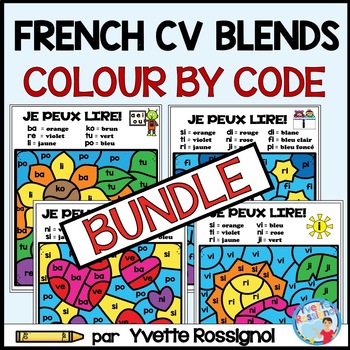 Preview of French Decodable CV Blends Color by Code BUNDLE | Science de la lecture