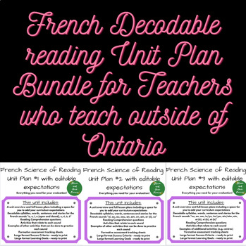 Preview of French Decodable Reading Unit Plan with Editable Expectations