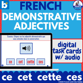 Preview of French Demonstrative Adjectives Boom™ Digital Task Cards ce cet cette ces