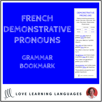 French Demonstrative Pronouns - Grammar Bookmark | TPT