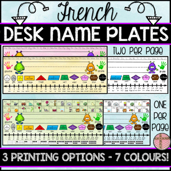 Preview of FRENCH DESK NAME PLATES - THREE PRINTING OPTIONS AND 7 COLOURS TO CHOOSE FROM