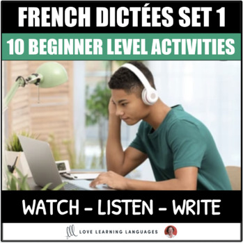 Preview of French Dictée Activities Beginners Listening Comprehension Dictation BUNDLE 1