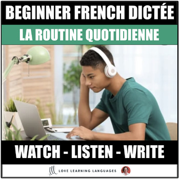Preview of La Routine French Dictée Reflexive Verbs Listening Comprehension Exercise