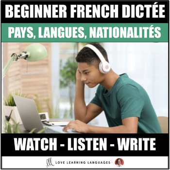 Preview of Pays Langue Nationalité French Dictée Activity Beginner Listening Comprehension