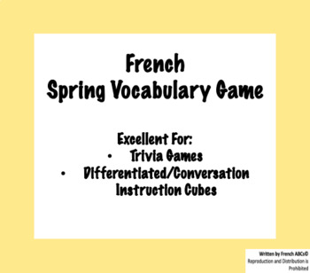 French Spring Vocabulary Game | Jeu pour le printemps - Differentiation ...