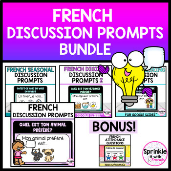 Preview of French Discussion Prompts Bundle-French Oral Communication