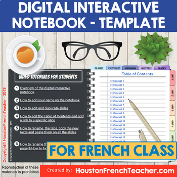 Preview of French Digital Interactive Notebook TEMPLATE