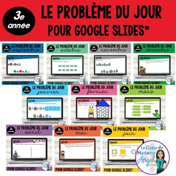Preview of French Digital Math Problem of the Day for Google Classroom™ Grade 3 BUNDLE