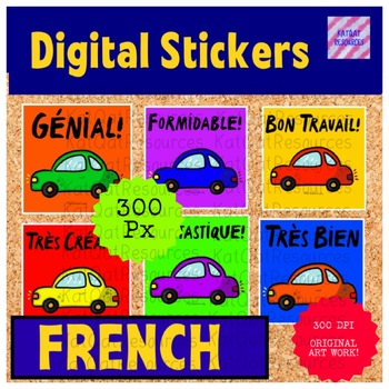 Preview of French Digital Motivational Reward Stickers Car Theme 0051