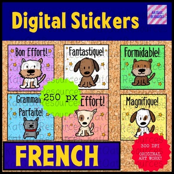 Cute Dogs French Lessons Reward Sticker Labels Ideal for Children Parents Teachers Schools Doctors Nurses Opticians 70 Stickers @ 1 inch Glossy Photo Quality 