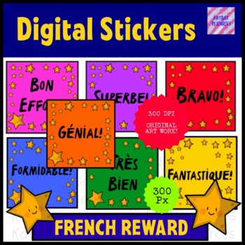 Preview of French Digital Motivational Reward Stickers For SeeSaw™️ or Google™️ 0086