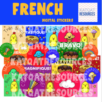 Preview of French Digital Motivational Stickers - Mini Bundle