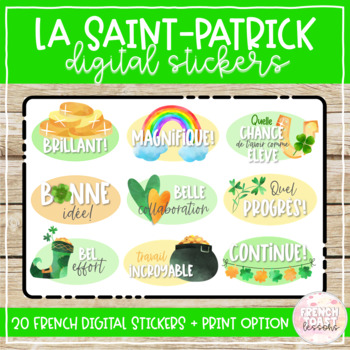 Preview of French Digital St. Patrick's Day Stickers | La Saint-Patrick