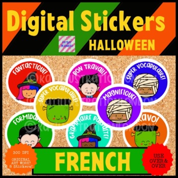 Preview of French Digital Stickers - Halloween Theme - Seesaw™️ or Google Apps™️
