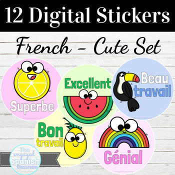 Preview of French Digital Stickers Cute Theme