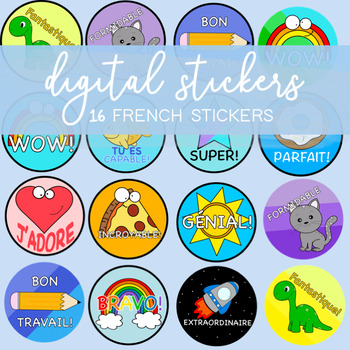 Preview of French Digital Stickers for Distance Learning