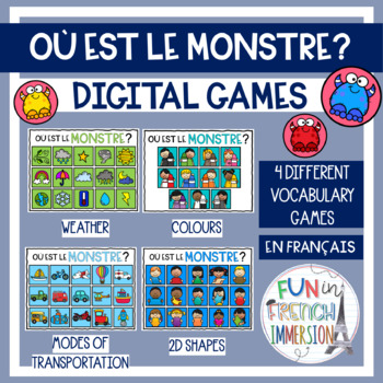 Preview of French Digital Vocabulary Games - Où est le MONSTRE?