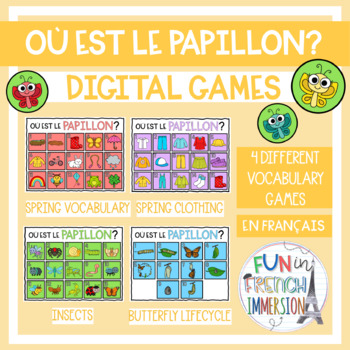 Preview of French Digital Vocabulary Games - Où est le papillon?
