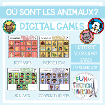 Preview of French Digital Vocabulary Games - Où sont les ANIMAUX?