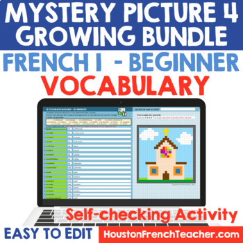 Preview of DIGITAL FRENCH 1 VOCABULARY (19 Pixel Arts) French Beginner