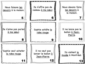 French Direct & Indirect Object Pronoun Speaking and Writing Activities ...