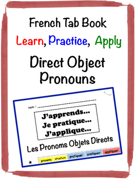 Preview of French Direct Object Pronouns Tab Book
