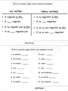 French Direct Object Pronouns Tab Book by World Language Classroom