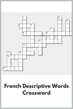 French Directions Crossword by Real Life Language TpT