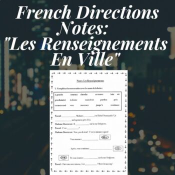 Preview of French Directions Notes | La Ville & Les Renseignements