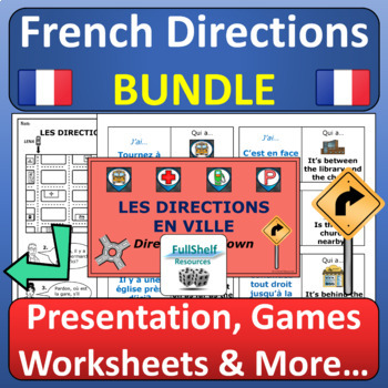 Preview of French Directions in Town Les Directions en Ville Thematic Unit BUNDLE